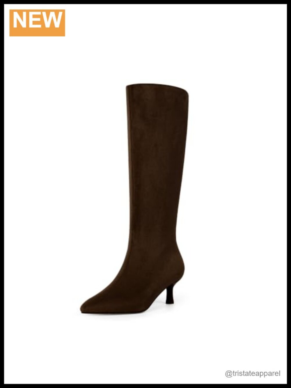Knee High Boots Women Side Zipper Kitten Heels Pointed Toe Faux Suede